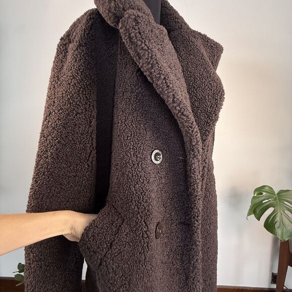Kenneth Cole Faux Fur Teddy Dark Brown Winter Coat, Women's XL - Picture 6 of 14